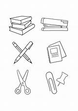 Une Simple Page De Coloriage Livres épingles Stylos Agrafeuse à  sketch template