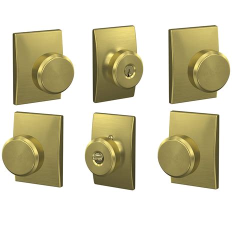 Shop Schlage Bowery w/Century Satin Brass Door Knob Collection at Lowes.com