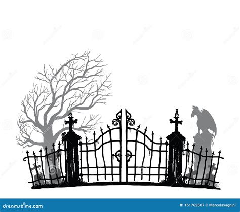 Cemetery Silhouette Cartoon Vector | CartoonDealer.com #6620217