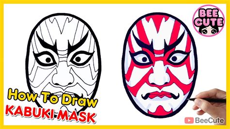 How to draw Kabuki mask | drawing and coloring Kabuki mask | Draw Japan mask - YouTube