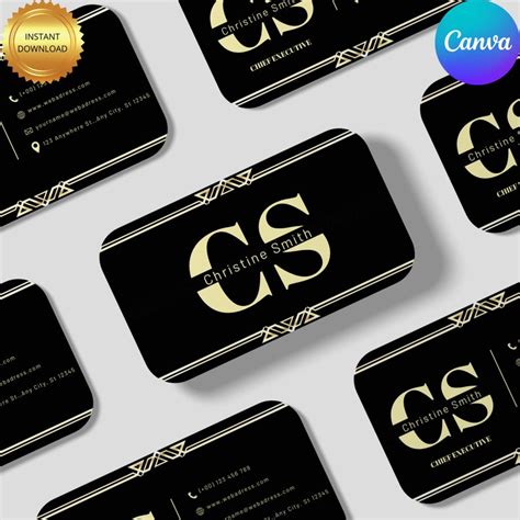 Gold Black Minimalist Business Card Editable Printable Luxury - Etsy