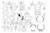 Woodland Animals Bundlewild coloring Royalty Free Vector sketch template