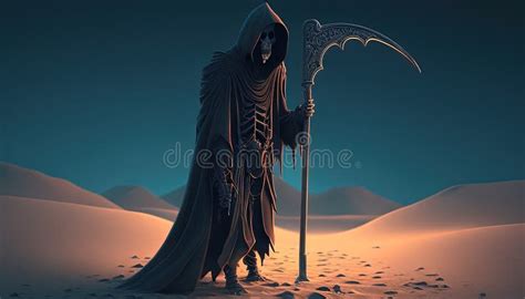 Grim Reaper, Digital Art Illustration, Generative AI Stock Illustration ...