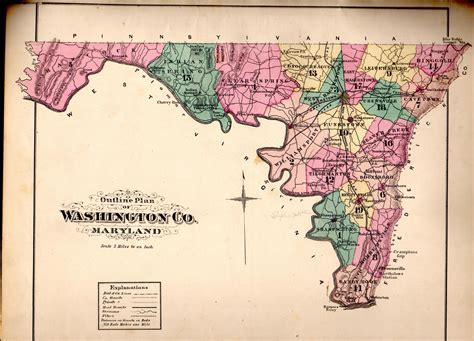 MAP: "Outline Plan of Washington County, Maryland".from An Illustrated ...