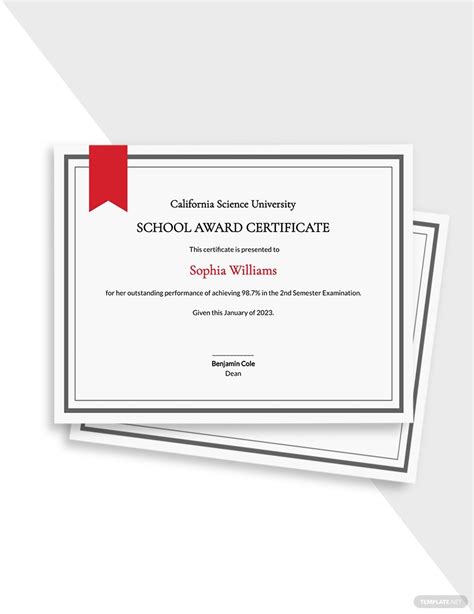 School Award Certificate Template in MS Word, Illustrator, InDesign ...