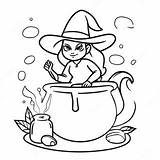 Mysterious Witch Brewing Potions Coloring Page  Pagescom sketch template