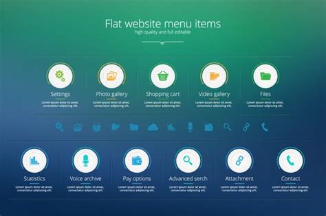 the flat website menu is clean and ready to be used for all kinds of items