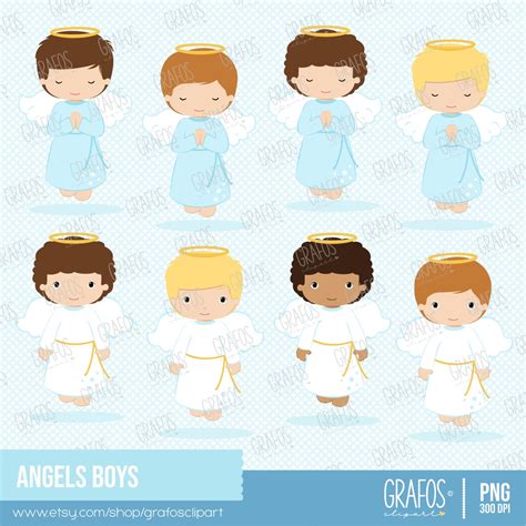 ANGELS BOYS Digital Clipart Set Angels Clipart Baptism - Etsy