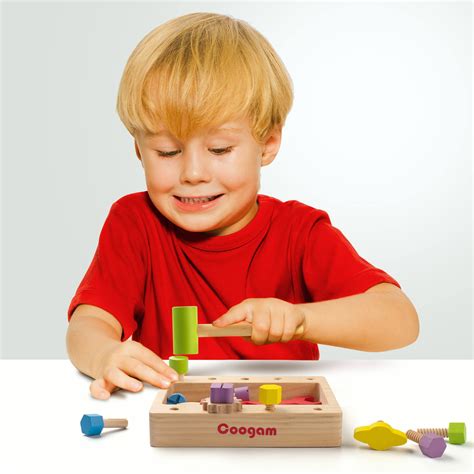 Buy Coogam Wooden Tool Box, Toddler Fine Motor Skill Construction Building STEM Toy Set Nuts and ...