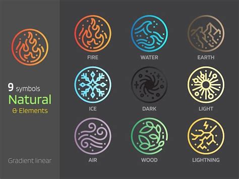 Premium Vector | Natural symbol concepts gradient linear style icon Earthwaterwindfire 4 ...