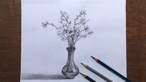 Easy Sketch Flower Vase Drawing - img-pewpew