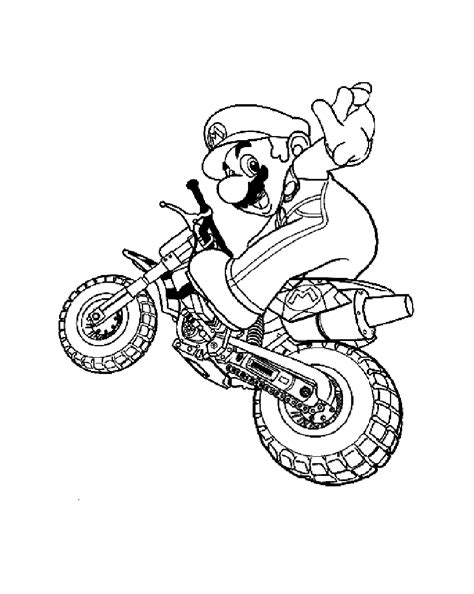 Mario and Motorbike - Super Mario Bros. Coloring Pages for Kids