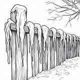 Icicles Hanging From A Wooden Fence Coloring Page Stock Illustration  sketch template