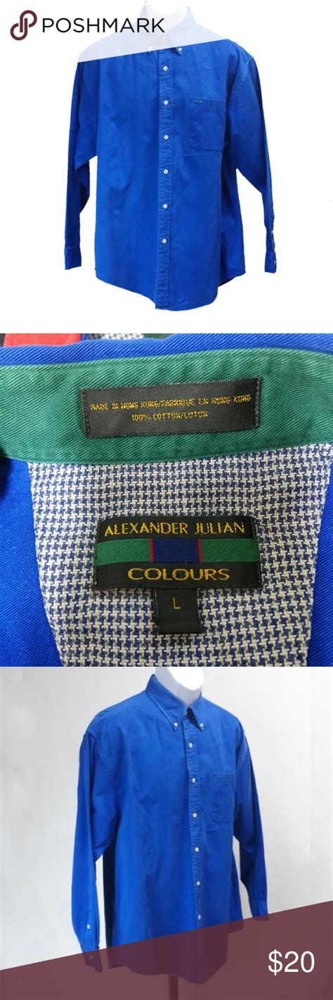 SOLD Alexander Julian Colours Men's Shirt Blue Lg | Blue long sleeve ...