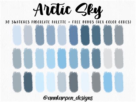 Arctic Sky Procreate Palette 30 Colors, Blue Color Palette, Instant ...