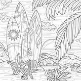 Tropical Beach Coloring Page sketch template