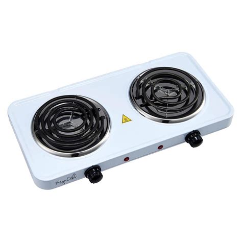 MegaChef Portable 2-Burner 5.5 in. White Hot Plate with Temperature ...