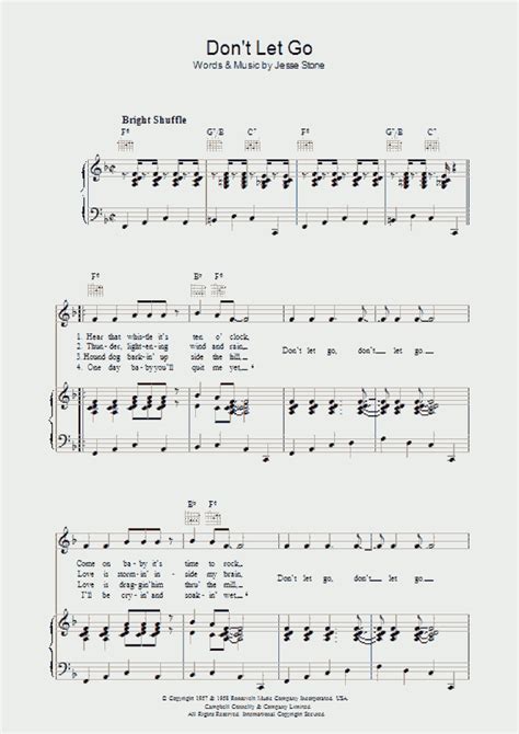 Don't Let Go Piano Sheet Music | OnlinePianist