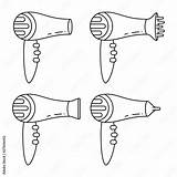 Line Art Black And White hairdryer Set Stock Vector  Adobe sketch template