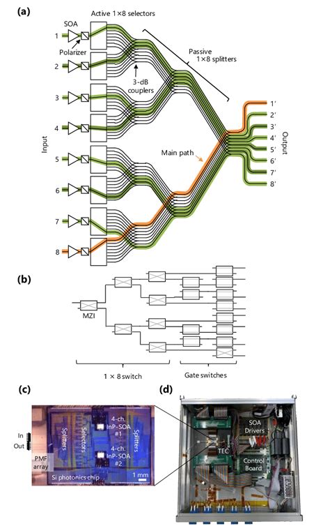 (a) Schematic illustration of the 8 × 8 silicon photonics MCS with... | Download Scientific Diagram