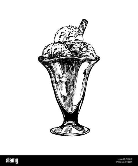 Style croquis dessinés à la main, la crème glacée isolé sur fond blanc. Vector illustration ...