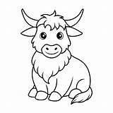 Premium Vector  cartoon Cute Yak Sitting coloring Page For Kids sketch template