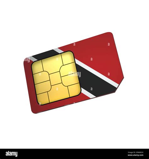 3D mobile phone sim card chip with Flag of Trinidad Tobago isolated on ...