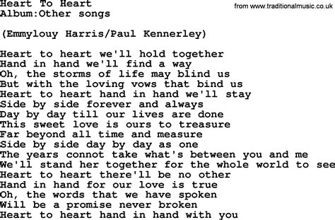 Emmylou Harris song: Heart To Heart, lyrics