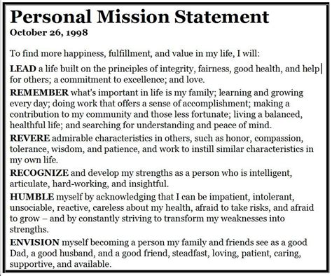 Personal Mission Statement | Mission statement examples, Personal mission statement examples ...