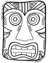 Tiki Mask Template Printable Sketch Coloring Page sketch template