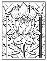 Stained Glass Flower Coloring Pages sketch template