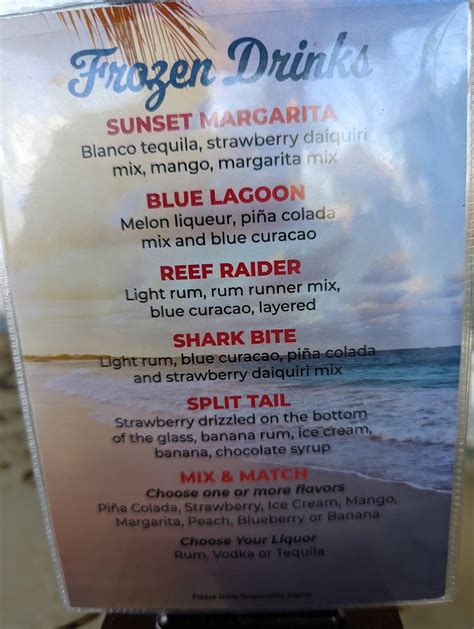 Menu at Sunset Cafe' Waterfront Bar & Grill, Cocoa Beach