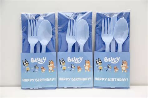 BLUEY BIRTHDAY UTENSILS, bluey clues party theme,bluey birthday supplies,bluey £17.90 - PicClick UK