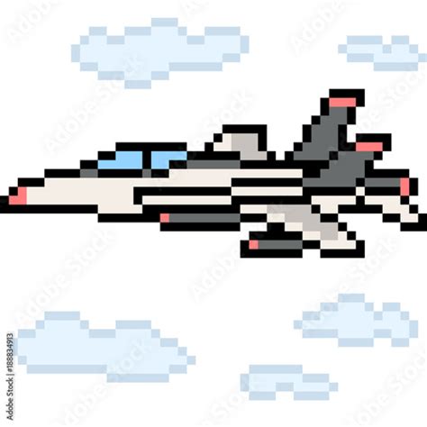 vector pixel art jet plane Stock Vector | Adobe Stock