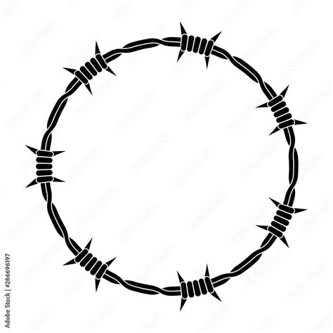 Barbed wire icon. Vector drawing. Black silhouette. Isolated object on a white background ...