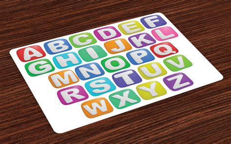 Ambesonne Letter Place Mats Set of 4, Colorful Alphabet Set, Standard Size, Multicolor - Walmart.com