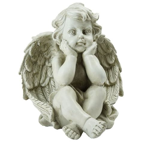 Northlight 10.75" Sitting Cherub Angel Outdoor Patio Garden Statue - White - Walmart.com ...