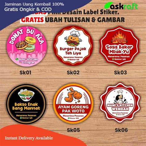 Jual Cetak Stiker Label Makanan Custom / Sticker Label Makanan / Stiker Kemasan Askraft - 3x3cm ...