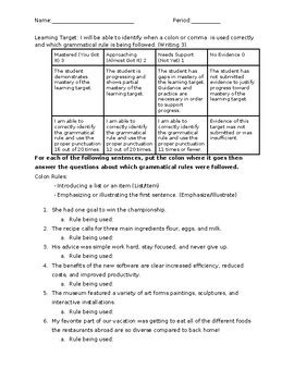 Colon Practice by English and Literary Resources | TPT