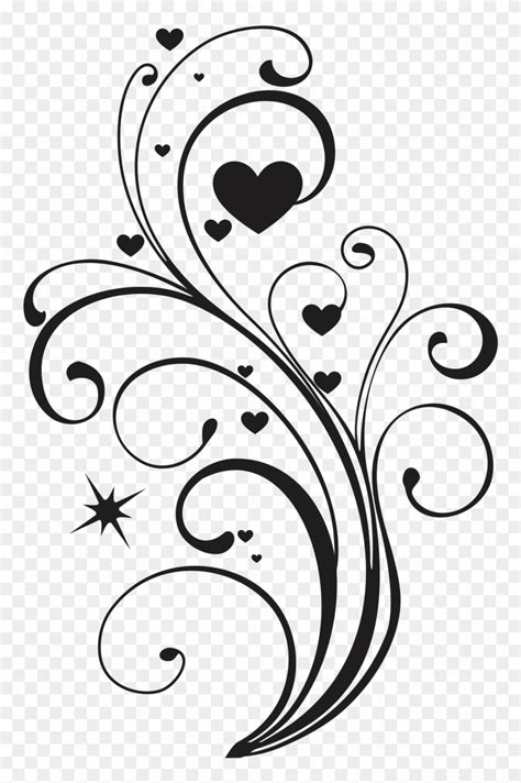 Black And White Swirl Heart Clip Art