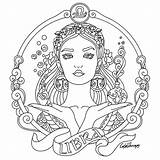 Libra Zodiac Beauty colouring Page  Mandala coloring Pages Adult sketch template