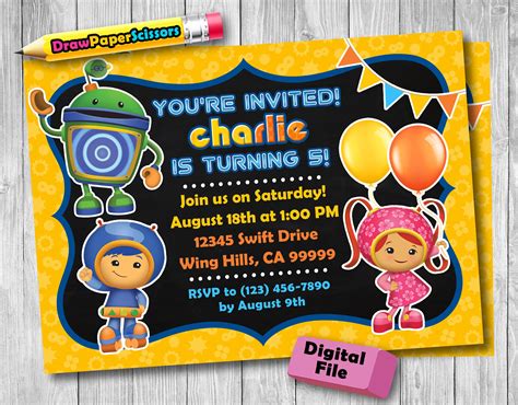 Team Umizoomi Birthday Invitation digital Download Team Umizoomi ...