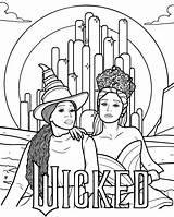 Wicked Glinda And Elphaba Coloring Page sketch template