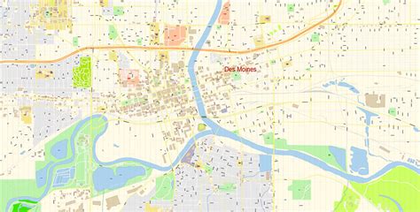 Des Moines Iowa PDF Map Vector Exact City Plan detailed Street Map ...