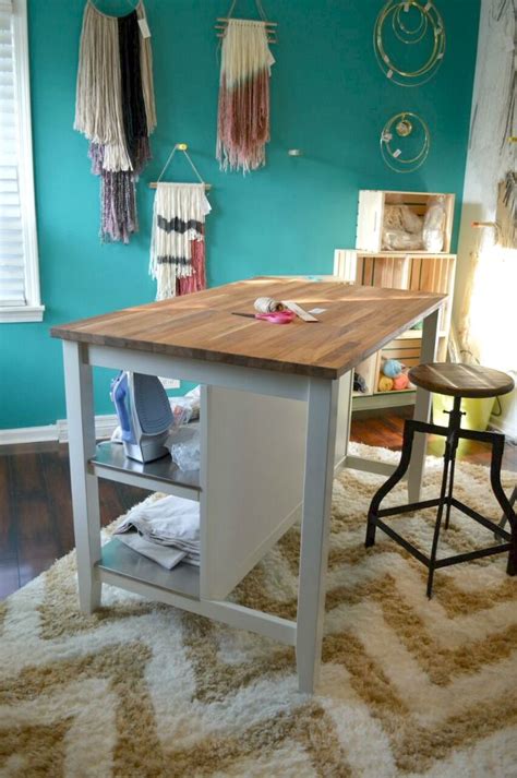 Repurposing A Kitchen Island To Use As A Craft Room Desk | Living room crafts, Desk in living ...