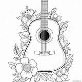 Acoustic Guitar With Flowers Coloring Page 3031 2420 sketch template