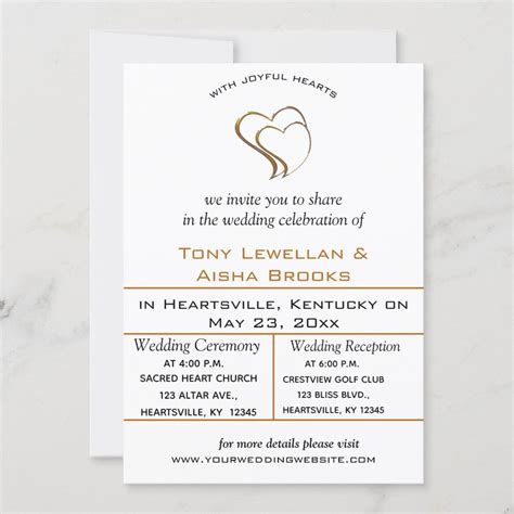 Editable Two Floating Hearts Wedding Invitation | Zazzle