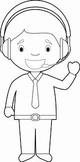 Easy coloring Cartoon Illustration Of A Telemarketing Phone operator  sketch template