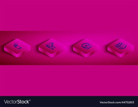 Set isometric line paint spray can roller brush Vector Image