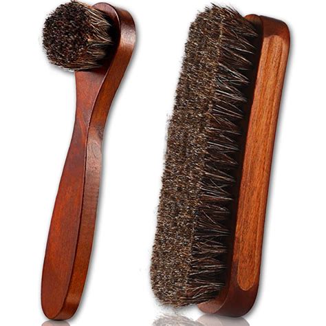 Buy ExceLife 2 Pack Shoe Polish Brush Set, Leather Shoes Boots Shine Brush with Horsehair ...